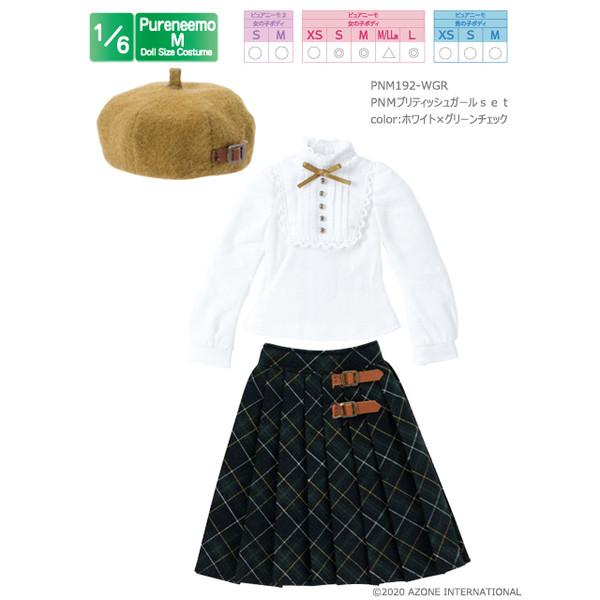 PNM British Girl Set (White x Green Check), Azone, Accessories, 1/6, 4573199837093